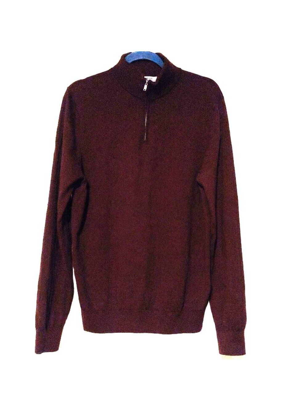 REISS Merino Wool 1/4 Zip Sweater Womens XL Quiet Luxury Preppy Layer Maroon